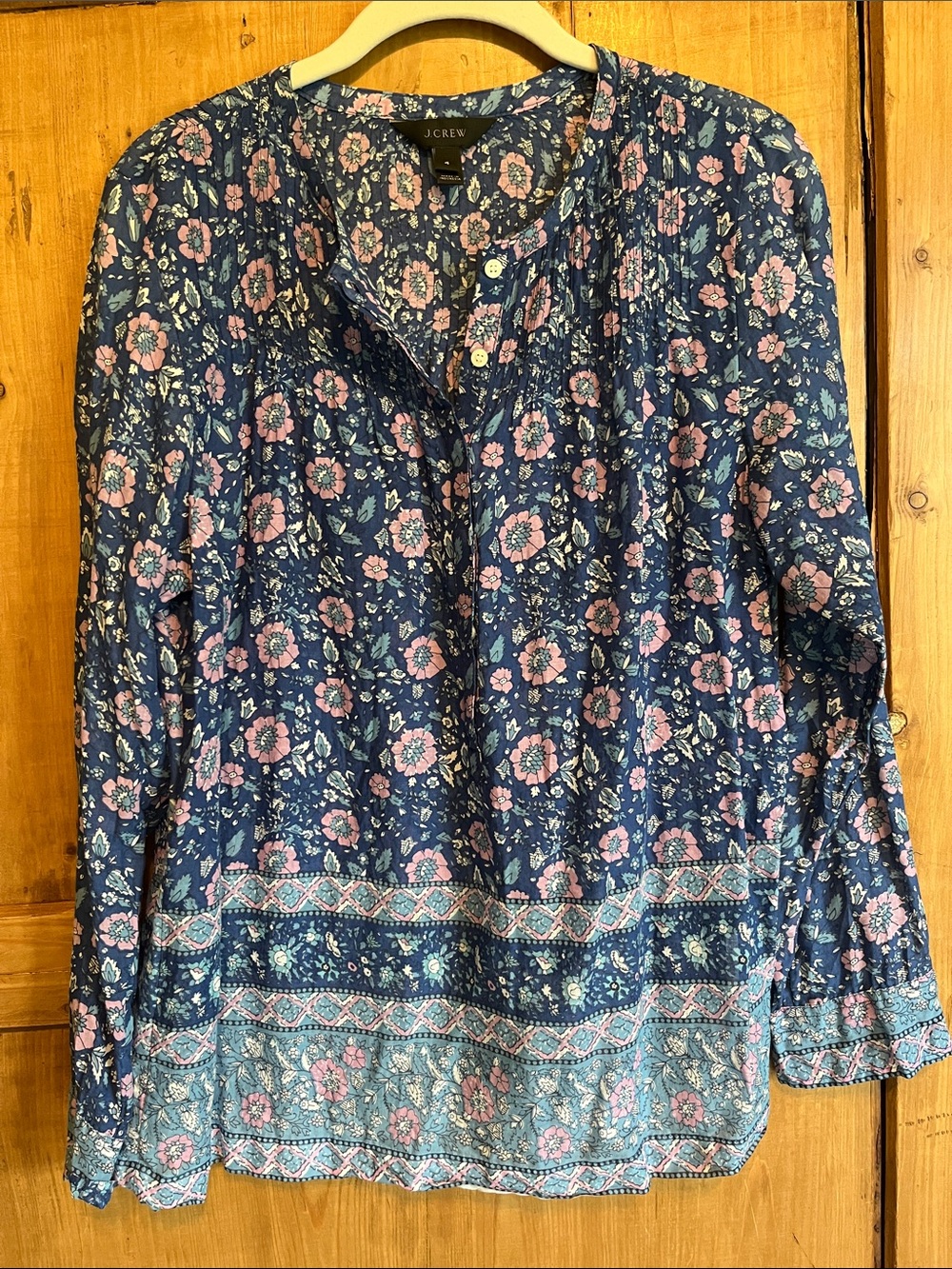 J. Crew Blue, White, Purple Floral Cotton Blouse